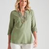 Tops NoniB | Noni B Linen Lace Trim Tunic