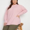 Knitwear Beme | Beme Long Sleeve Button Detail Curve Hem Pullover Top