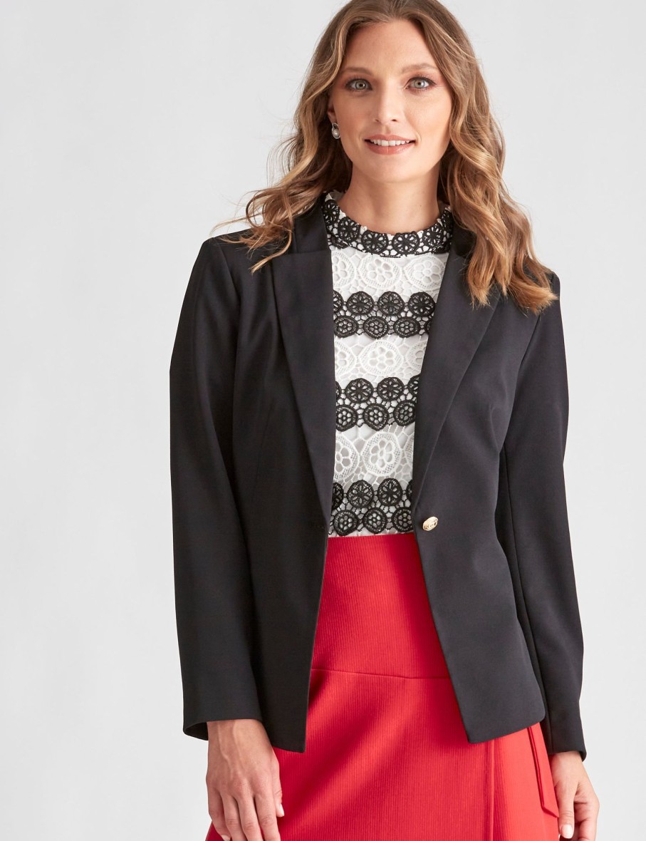 Outerwear LizJordan | Liz Jordan Woven Button Jacket