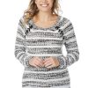 Knitwear Rockmans | Rockmans Long Sleeve Eyelet Marle Stripe Knit