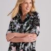 Tops NoniB | Noni B 3/4 Sleeve Print Linen Blouse