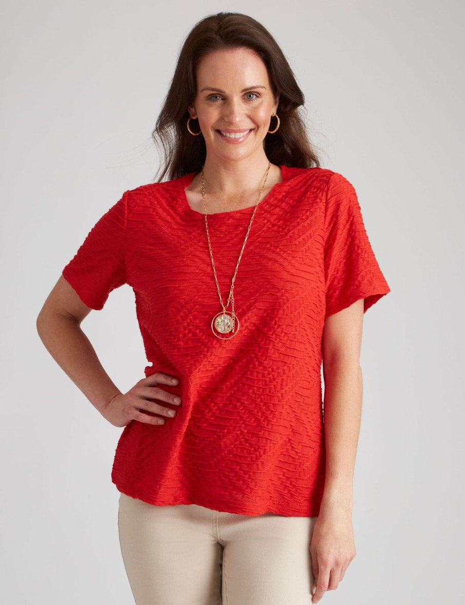 Tops Millers | Millers Short Sleeve Textured Scoop Neck Top