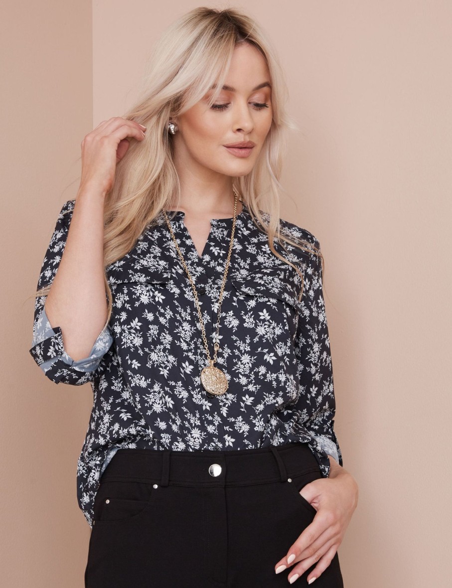 Tops NoniB | Print Nehru Collar Shirt