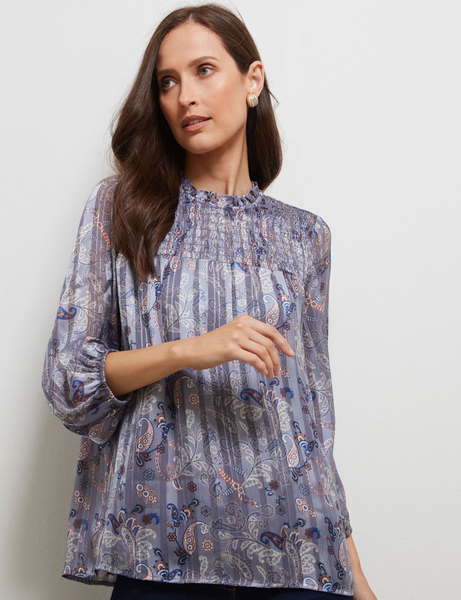 Tops NoniB | Shirred Yoke Paisley Top