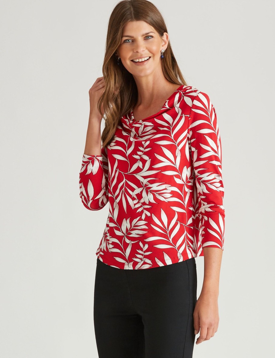 Tops WLane | W.Lane Printed Drape Neck Blouse