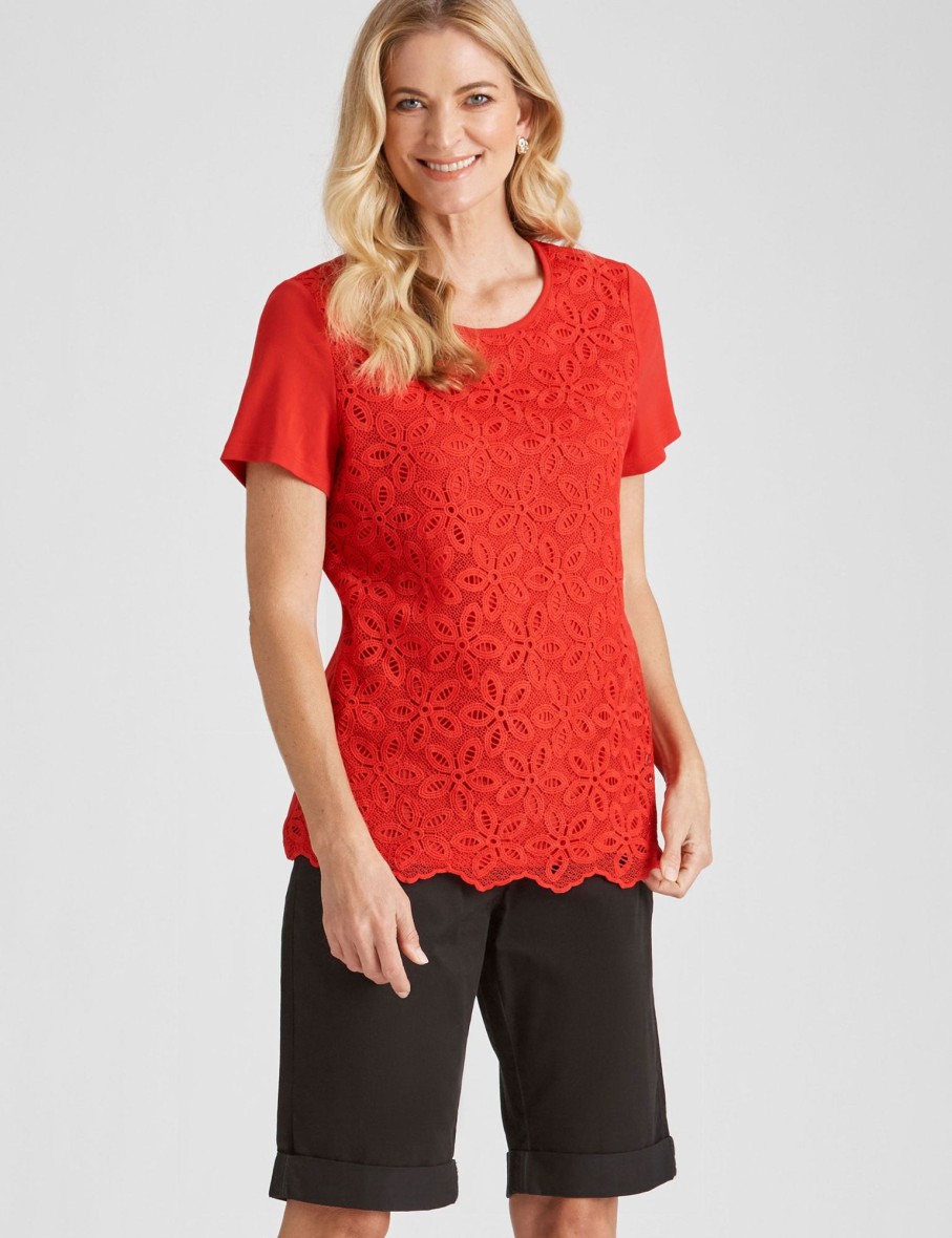 Tops NoniB | Short Sleeve Lace Front Top