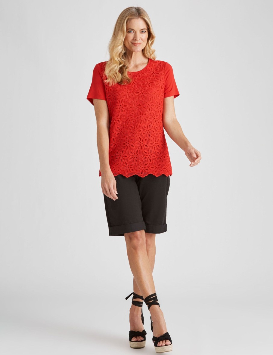 Tops NoniB | Short Sleeve Lace Front Top