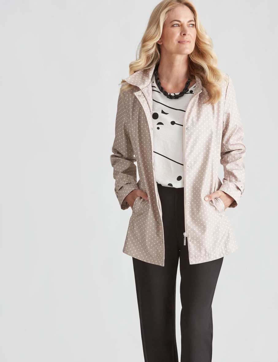 Outerwear NoniB | Noni B Long Sleeve Polka Dot Coat