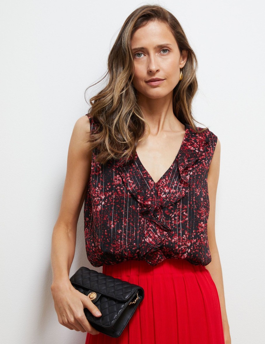 Tops NoniB | Frill Neck Lurex Print Top