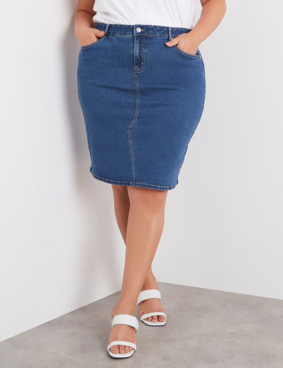 Bottoms Beme | Beme 5 Pocket Fixed Waist Fashion Denim Skirt