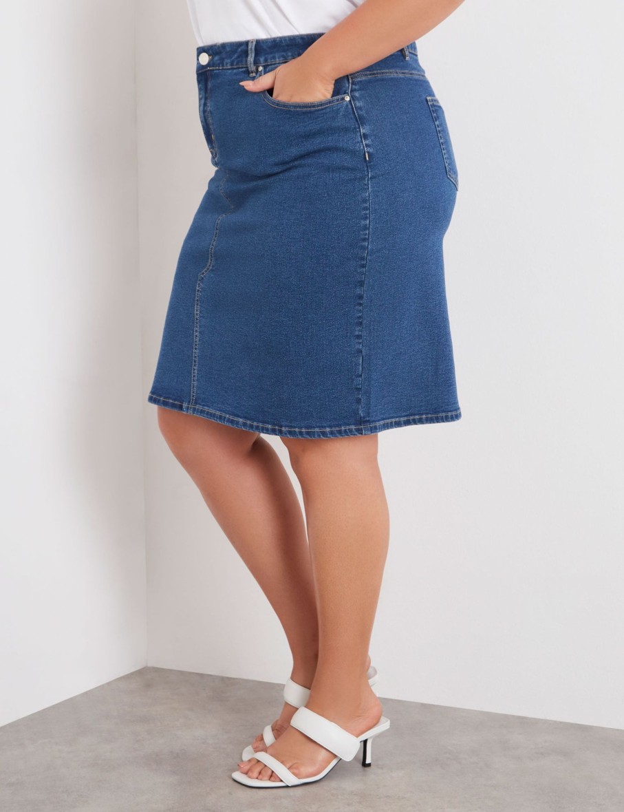 Bottoms Beme | Beme 5 Pocket Fixed Waist Fashion Denim Skirt