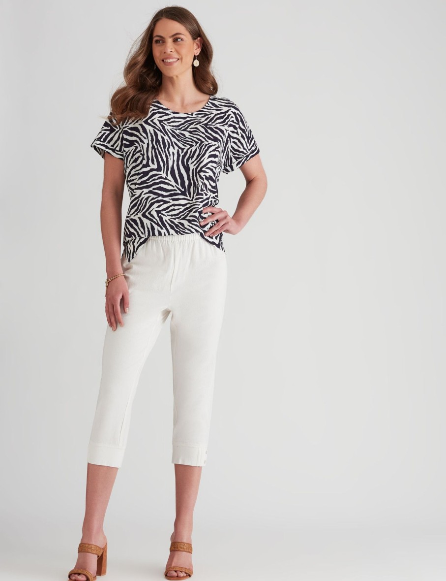 Bottoms WLane | W.Lane Straight Leg Button Crop Pants