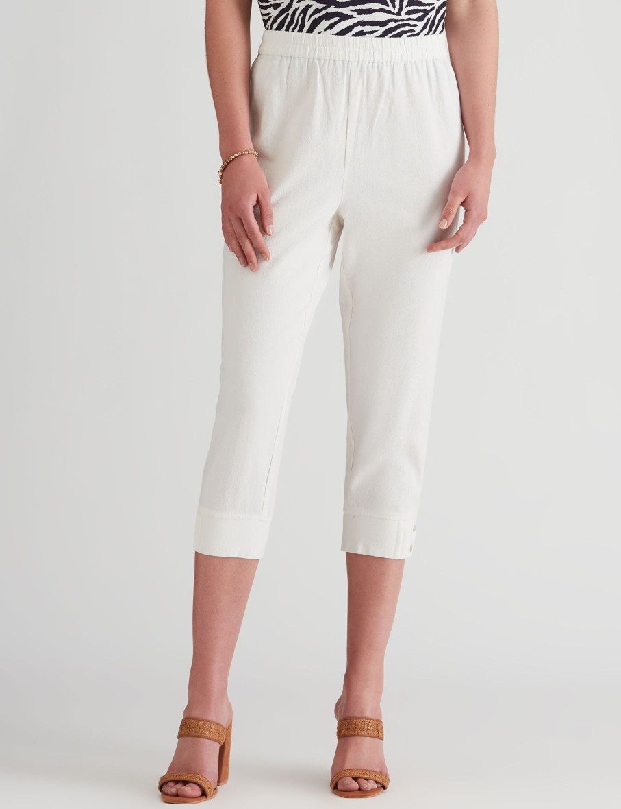 Bottoms WLane | W.Lane Straight Leg Button Crop Pants