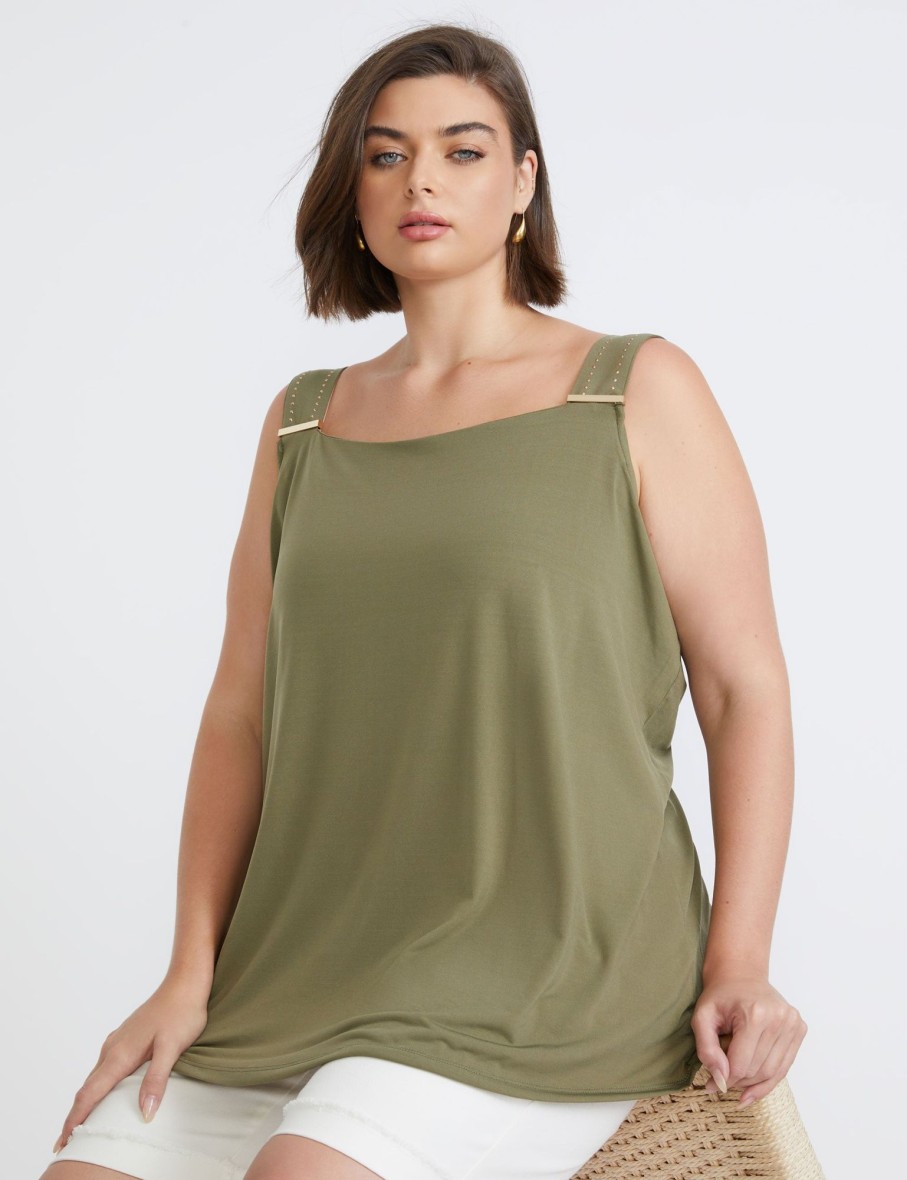 Tops Beme | Beme Short Sleeve Knitwear Cold Shoulder Top