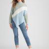 Knitwear Rockmans | Rockmans Long Sleeve Lurex Colourblock Jumper