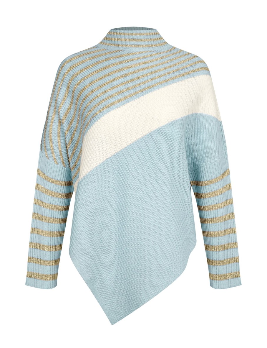 Knitwear Rockmans | Rockmans Long Sleeve Lurex Colourblock Jumper