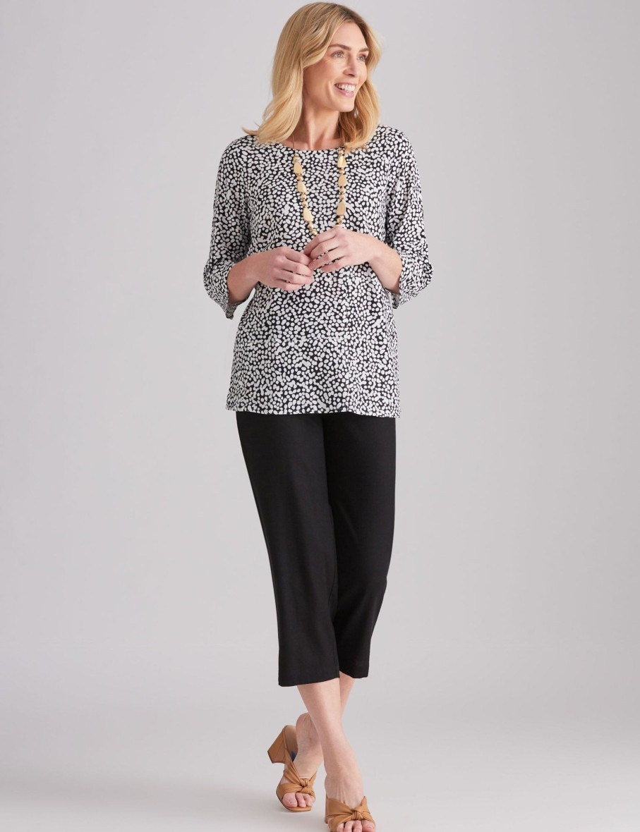 Tops NoniB | Noni B Spot & Stripe Linen Tunic