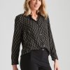 Tops NoniB | Noni B Tie Neck Diamond Print Shirt