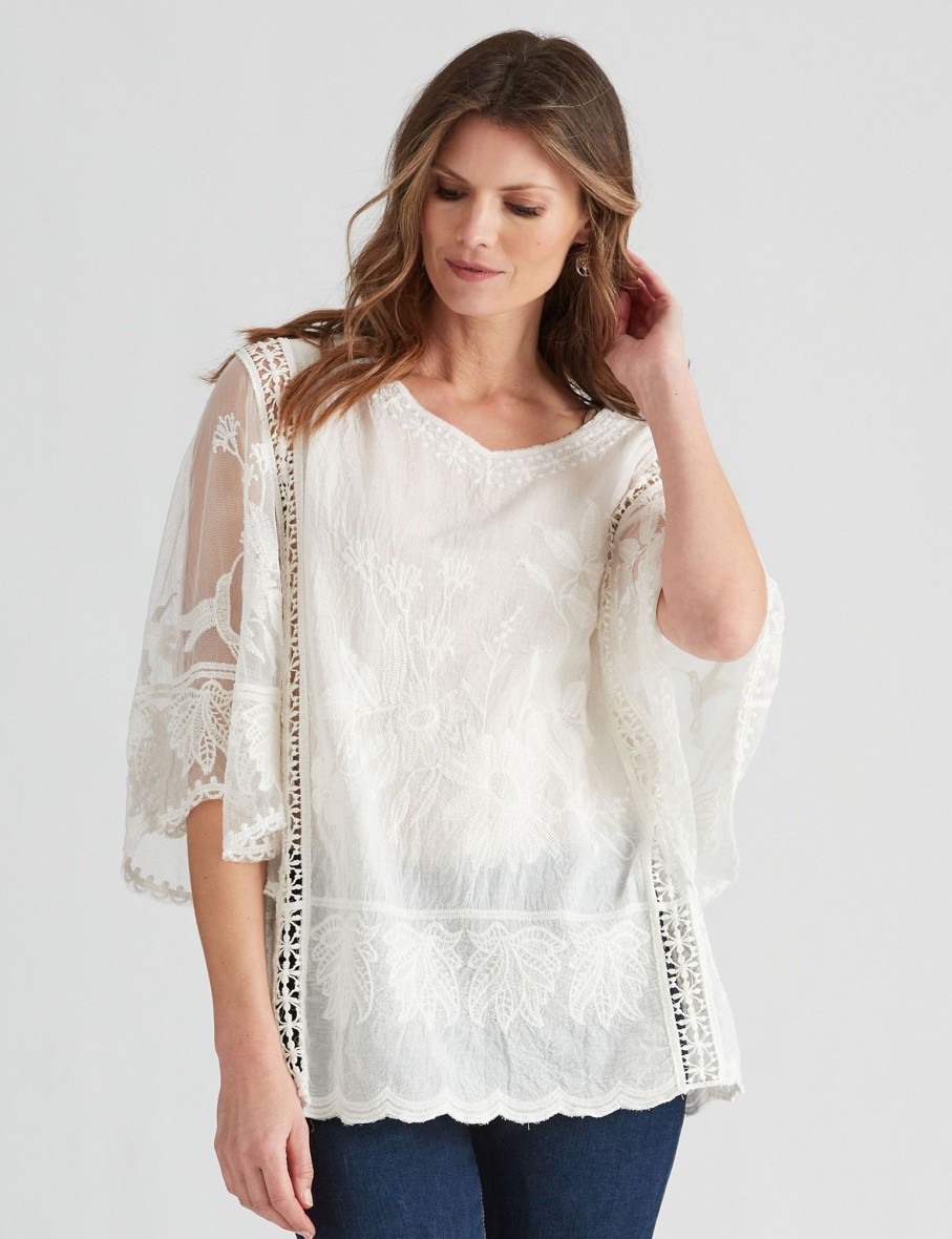 Tops WLane | W.Lane Cotton Embroidered Butterfly Top