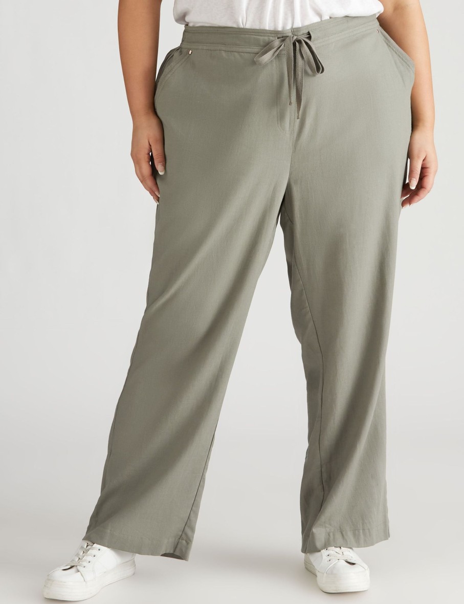 Bottoms Beme | Beme Linen Blend Full Length Pants