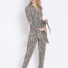 Dresses Rockmans | Table Eight 3/4 Sleeve Snake Print Jumpsuit