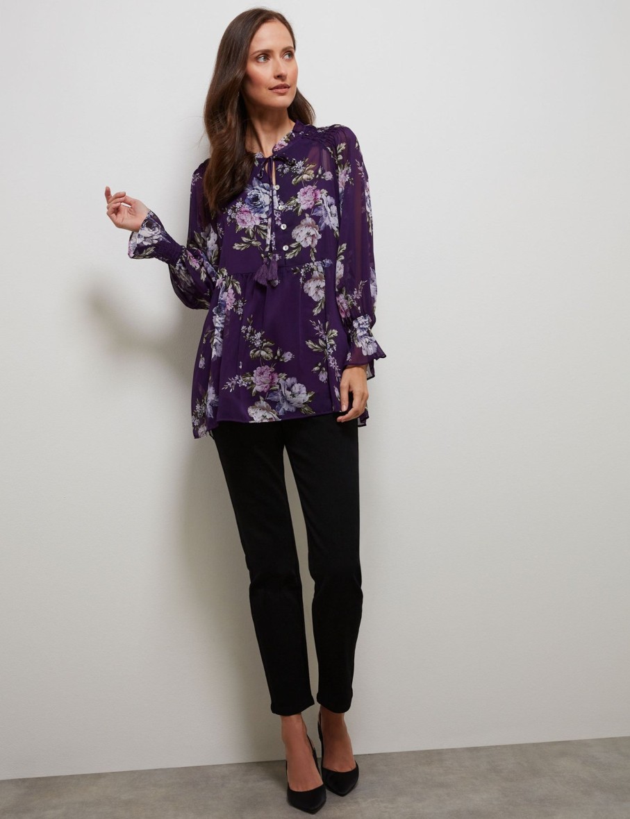 Tops NoniB | Shirred Detail Printed Blouse