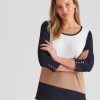 Knitwear Rockmans | Rockmans 3/4 Sleeve Asymmetric Colour Block Knitwear Top