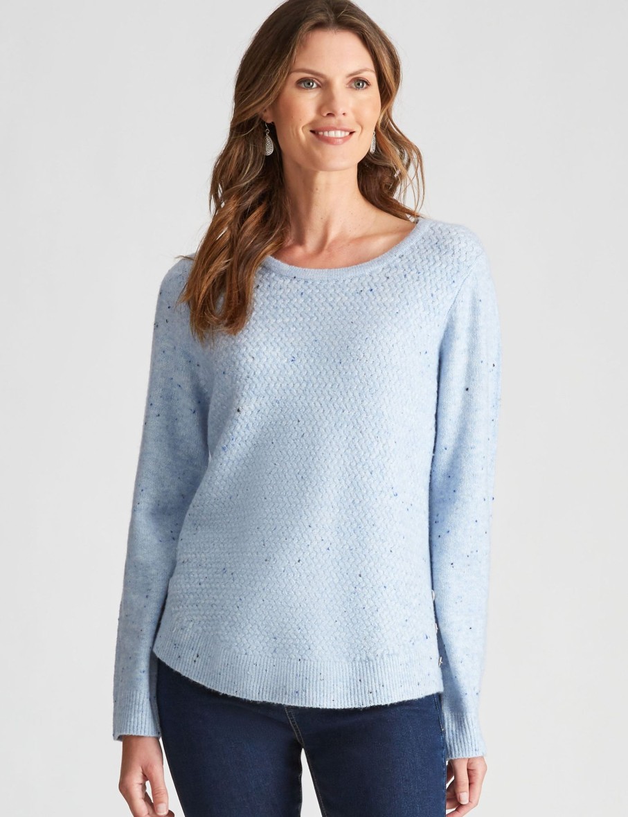 Knitwear WLane | W.Lane Textured Eyelet Trim Pullover Top