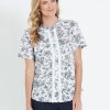 Tops NoniB | Noni B Short Sleeve Frill Print Shirt