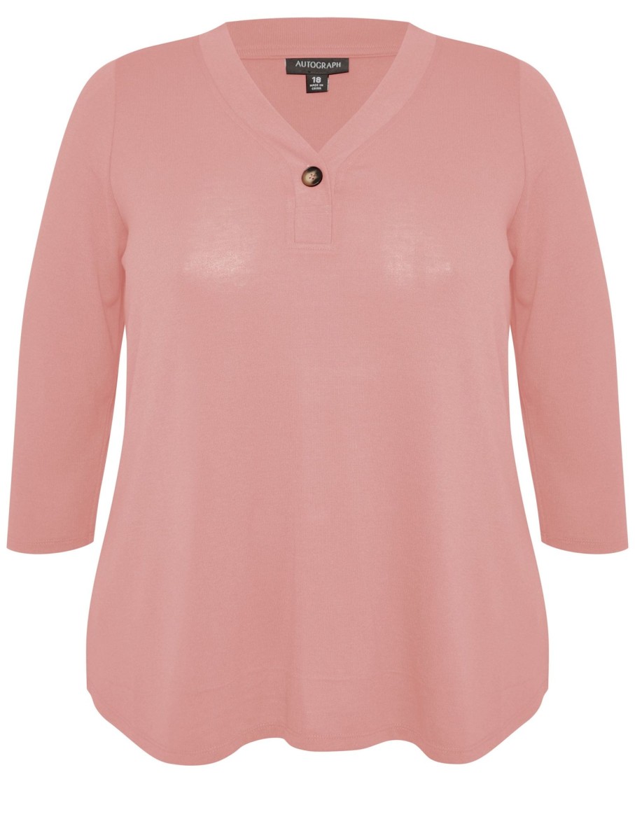 Tops Autograph | Autograph Knitwear 3/4 Sleeve One Button Knitwear Top