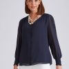 Tops NoniB | Noni B Shirred Trim Button Blouse