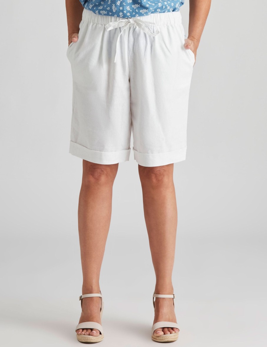 Bottoms Millers | Millers Tie Waist Cuff Hem Linen Blend Shorts