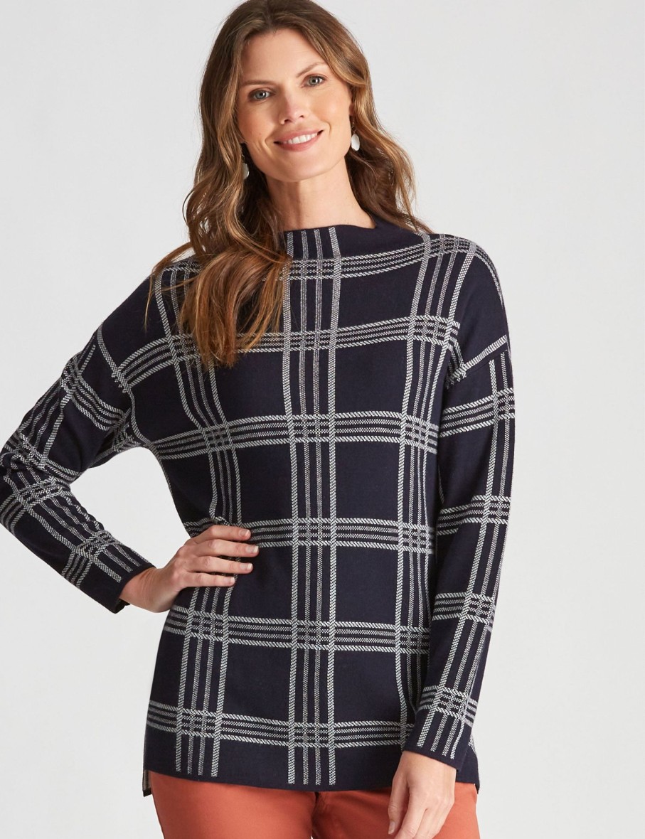 Knitwear WLane | W.Lane Check Funnel Neck Jumper