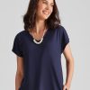 Tops Katies | Katies Knitwear V-Neck Textured Blouse