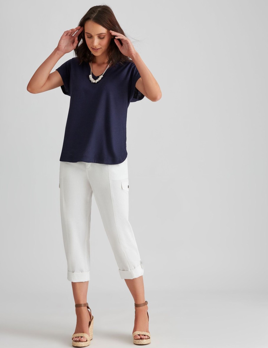 Tops Katies | Katies Knitwear V-Neck Textured Blouse