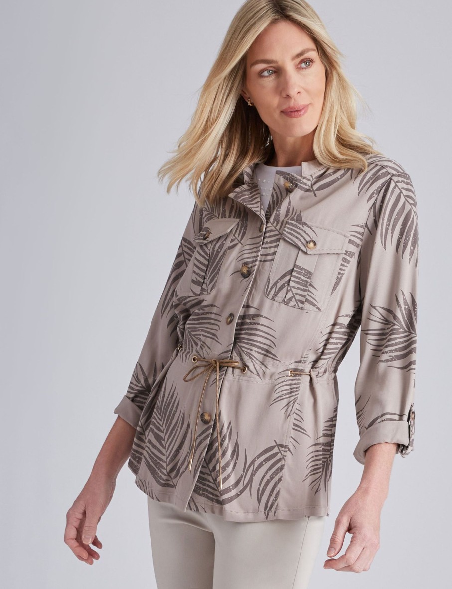 Outerwear NoniB | Noni B Drawstring Palm Jacket Top