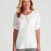 Tops NoniB | Noni B Linen Zipped Front Top