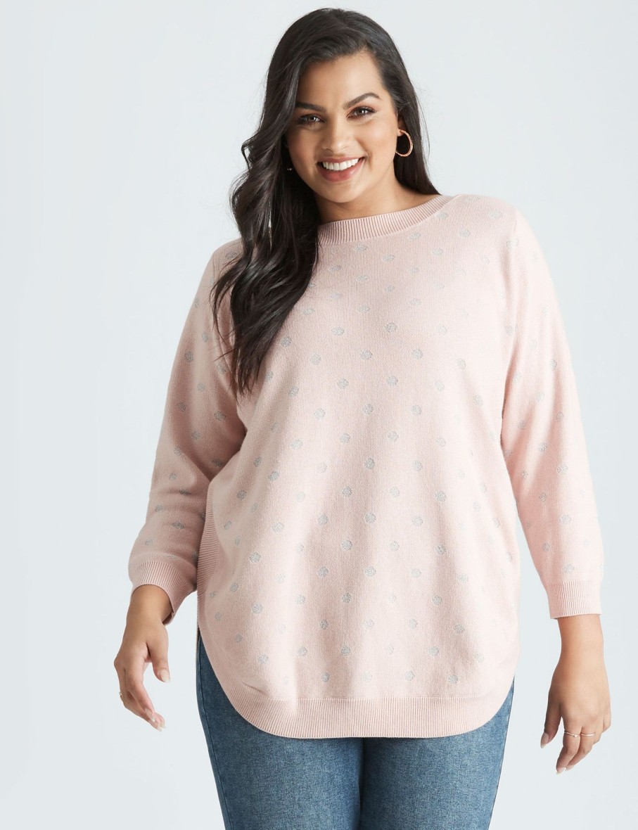 Knitwear Beme | Beme 3/4 Sleeve Metallic Spot Jumper