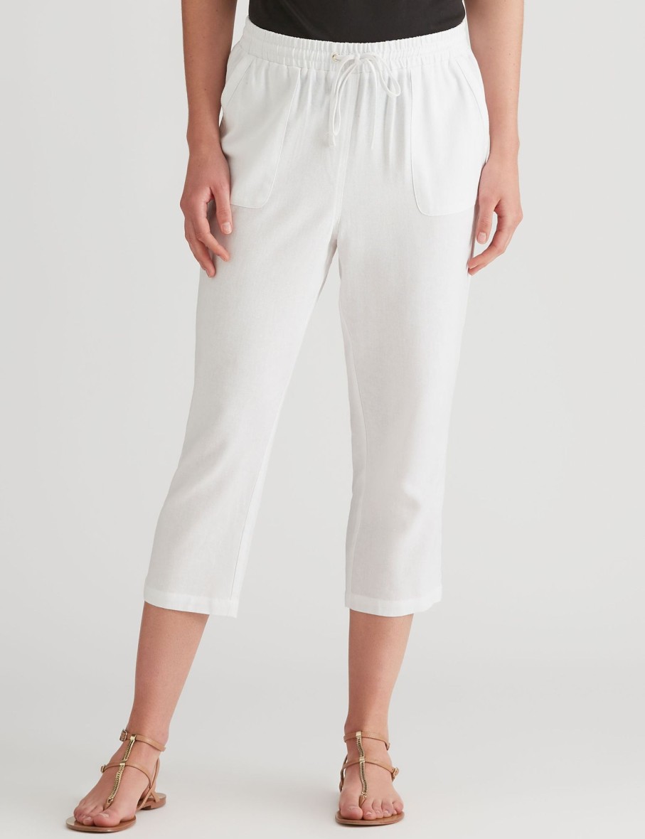 Bottoms WLane | W.Lane Linen Crop Pants