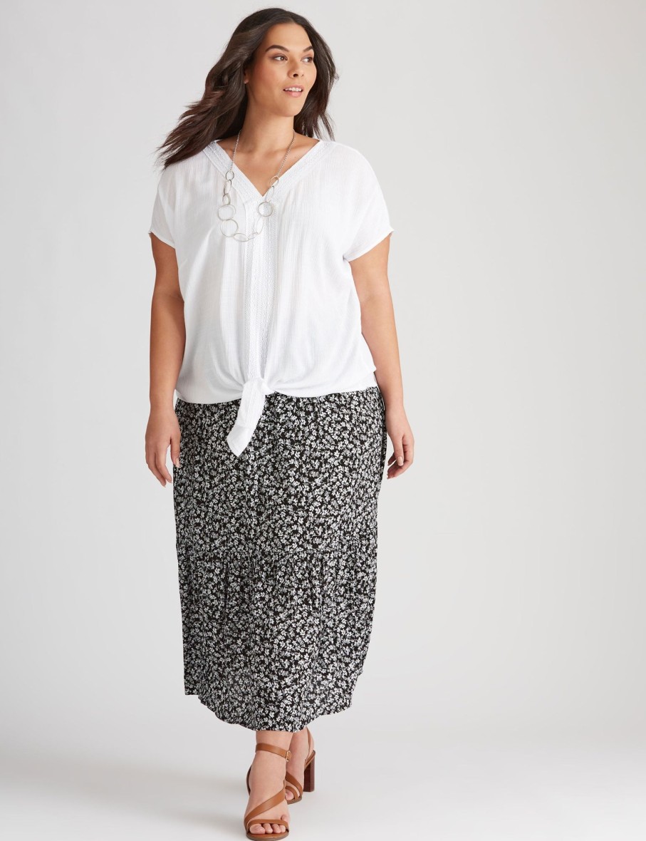 Bottoms Autograph | Autograph Woven Midi Curved Hem Skirt