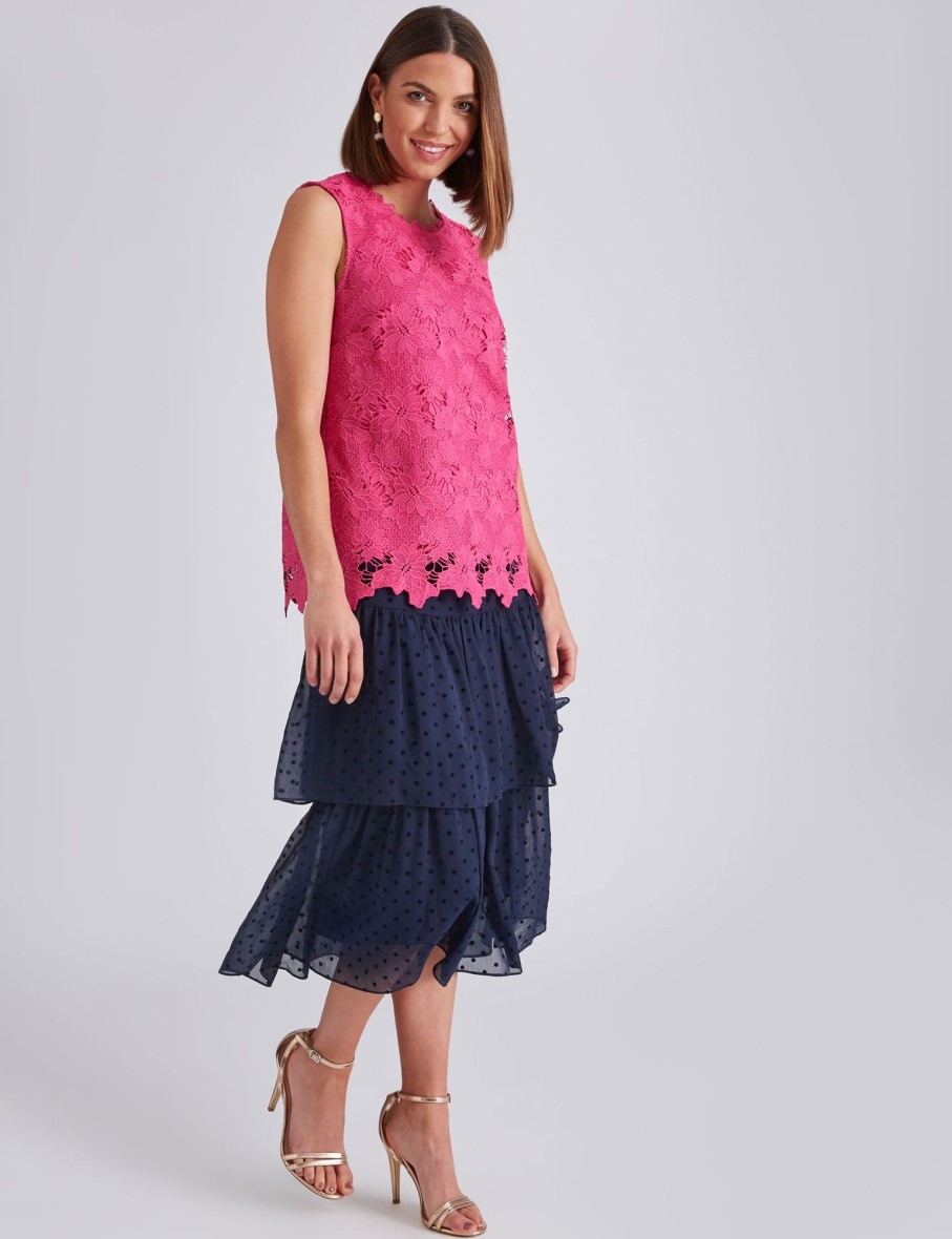 Tops NoniB | Noni B Sleeveless Floral Lace Top