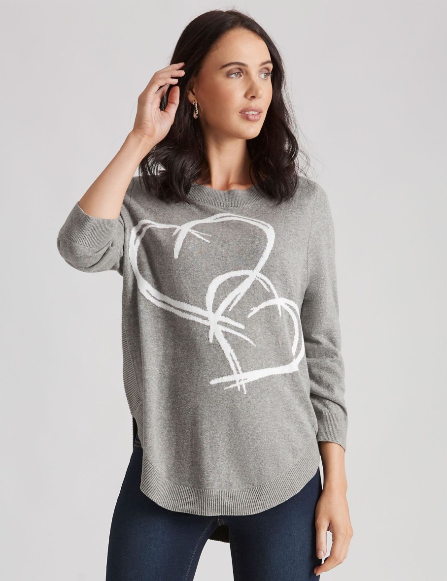 Knitwear Katies | Katies Cotton 3/4 Sleeve Novelty Placement Jumper