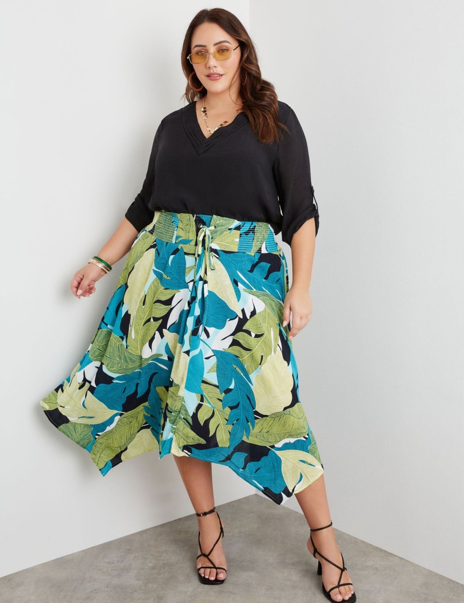 Bottoms Beme | Beme Midi Length Tie Hanky Hem Skirt