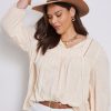 Tops Autograph | Autograph Woven Pintuck Ladder Trim 3/4 Sleeve Top