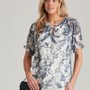 Tops NoniB | Noni B Woven Puff Sleeve Printed Top