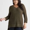 Knitwear Beme | Beme 3/4 Sleeve V Neck True Knitwear Top