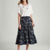 Bottoms WLane | W.Lane Linen Check Wavy Trim Tiered Skirt