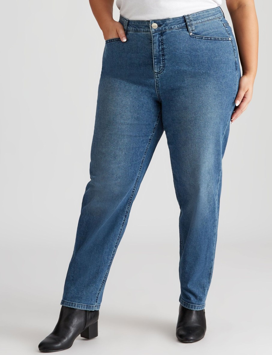 Bottoms Beme | Beme Pocket Detail Straight Fit Regular Length Jeans