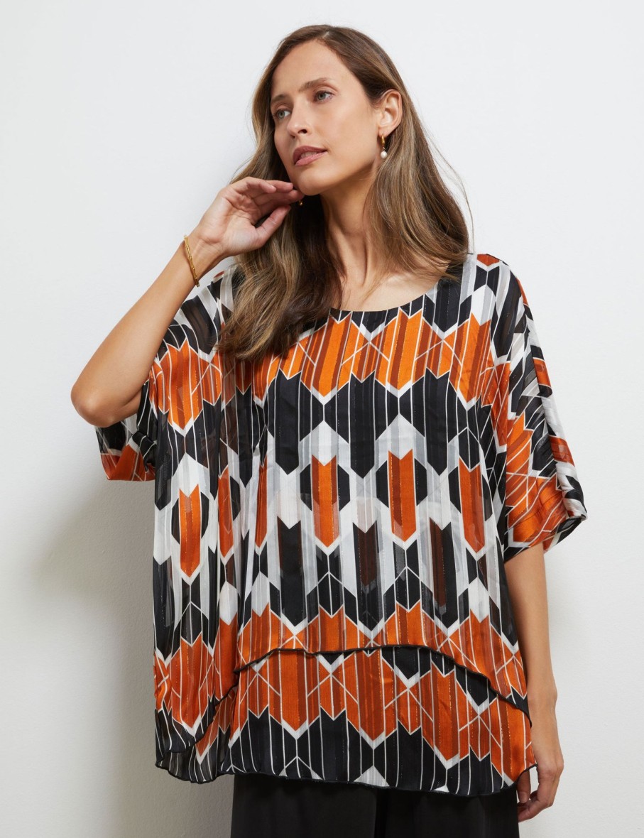 Tops NoniB | Double Layer Lurex Print Top