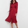 Dresses Katies | Katies Long Sleeve Satin Maxi Shirt Dress